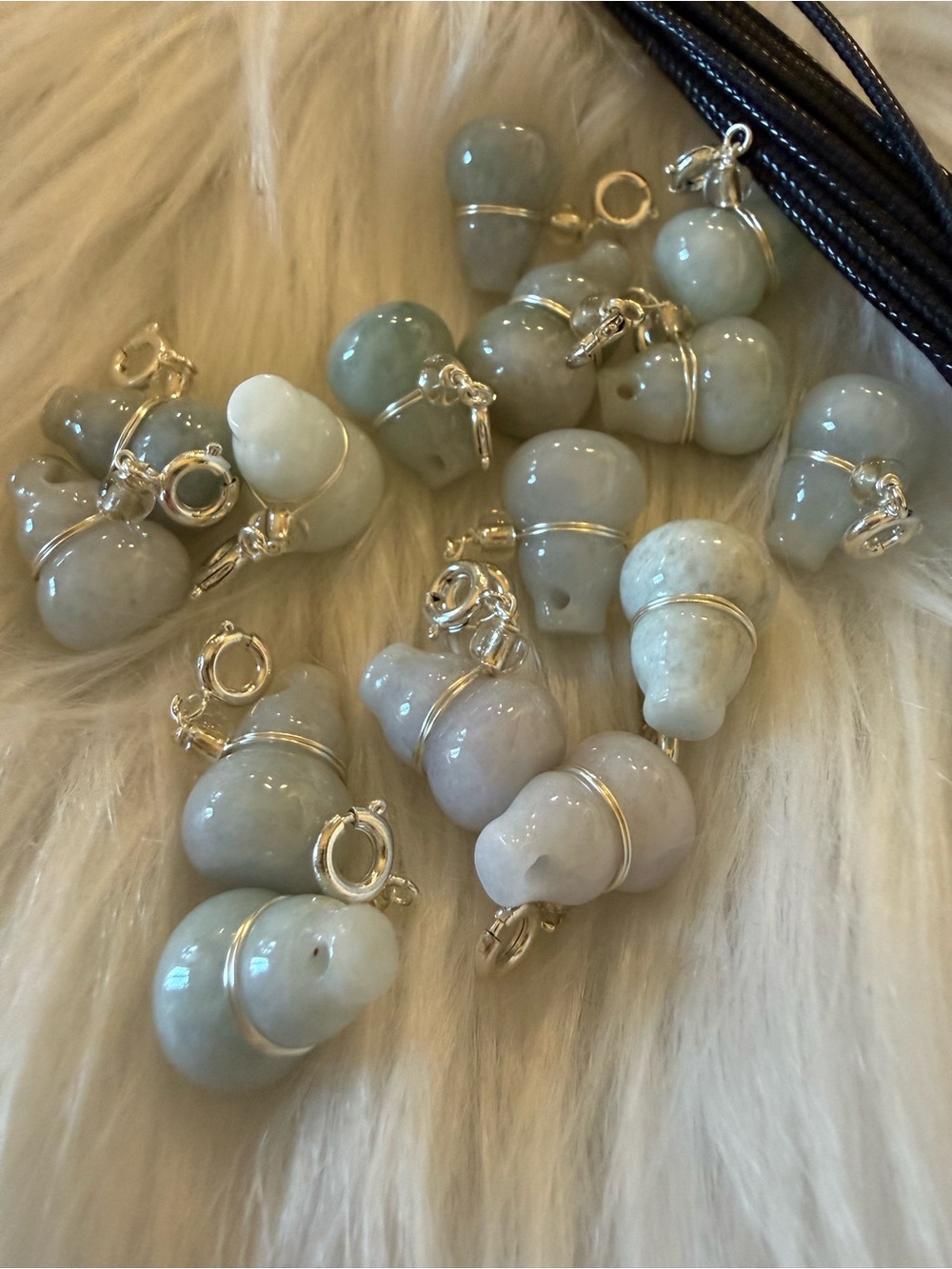 Woulou Jade  Pendant  in Pale Seafoam and Light Blue